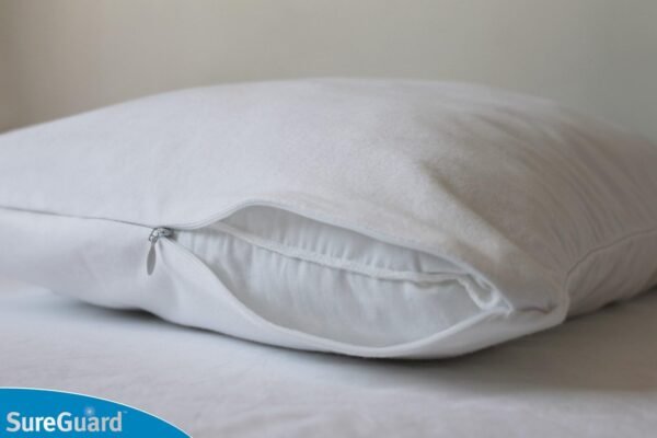 Set of 2 Standard Size SureGuard Pillow Protectors - 100% Waterproof, Bed Bug Proof, Hypoallergenic - Premium Zippered Cotton Covers - Smooth - Image 3