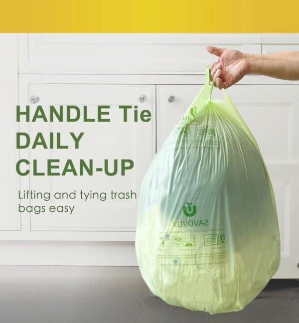 13 Gallon Compost Bags - Tall Kitchen Garbage trash Bags with Handles - 50 Bags,Strong Thicken & Leak Proof Food Scrap Waste Bag,ASTM D6400, US BPI and OK Compost Home Certified - Image 6