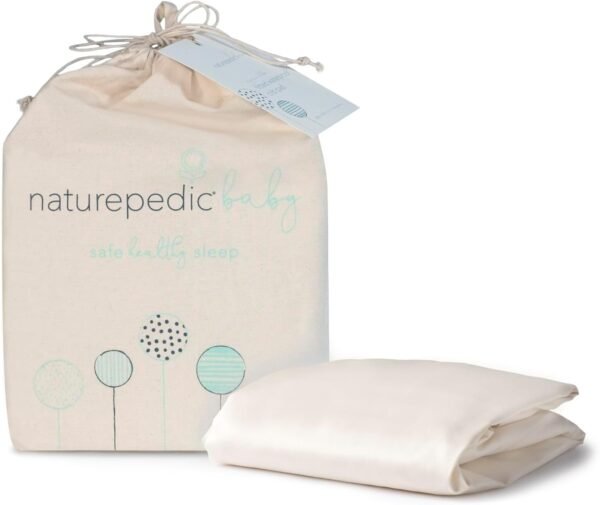 Naturepedic Organic Crib Mattress Sheet - Crib Fitted Sheet for Standard Crib Mattress - Soft and Breathable Cotton Crib Sheet - Ivory - 52"x28"