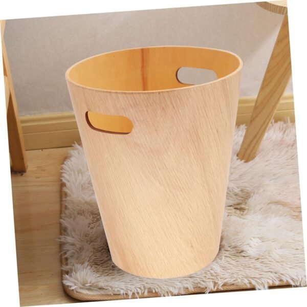 Dual Kitchen Bin Bedroom Desk Wastebasket Compost Bins for Kitchen Wooden Garbage Can - Image 2