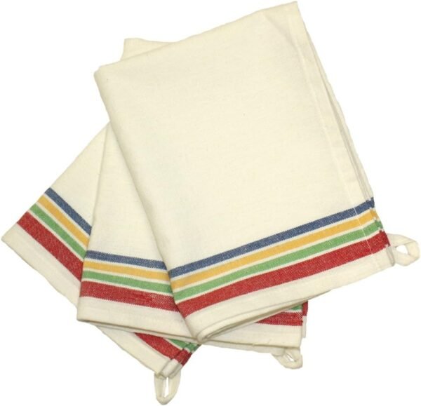 Aunt Martha's 18-Inch by 28-Inch Package of 3 Vintage Dish Towels,Cotton, Multi Striped, MultiStripe