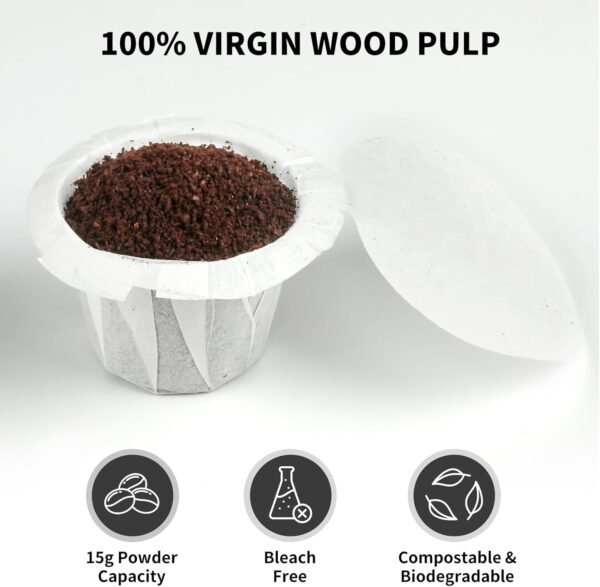 200 Count Fanativita K Cup Filters Disposable with Genius Lid Design, Fit All Reusable K Cups for Keurig (White) - Image 3