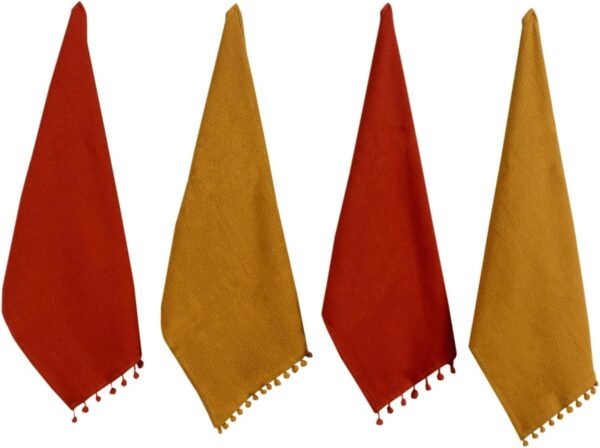 ACCENTHOME 100% Cotton Waffle Weave Kitchen Towel Set of 4 Super Soft Absorbent Tea Towels | Durable Cleaning Dish Cloths & Quick Drying Dishes Rags 18x26 inches in Rust/Mustard Color - Image 2