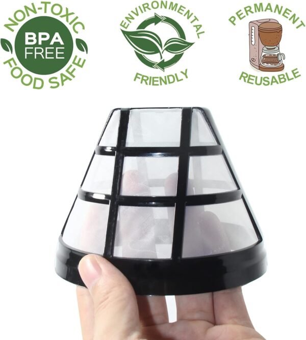(4-Pack) No.4 Cone Reusable Replacement Coffee Maker Basket Filter Compatible with Cuisinart, Ninja Coffee Bar Brewer Filters, Fit Most 8-12 Cup Basket Drip Coffee Machine, BPA Free - Image 6