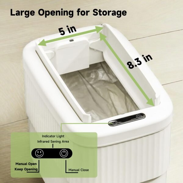 Sensor Trash Can with Automatic Lid 3 Gallon,Hanging Motion Sensor Garbage Can, Bathroom Trash Cans,Smart Trash Bin, Mountable/Desk for Kitchen Compost Bin,Liveroom,Office,Cream White/White - Image 2