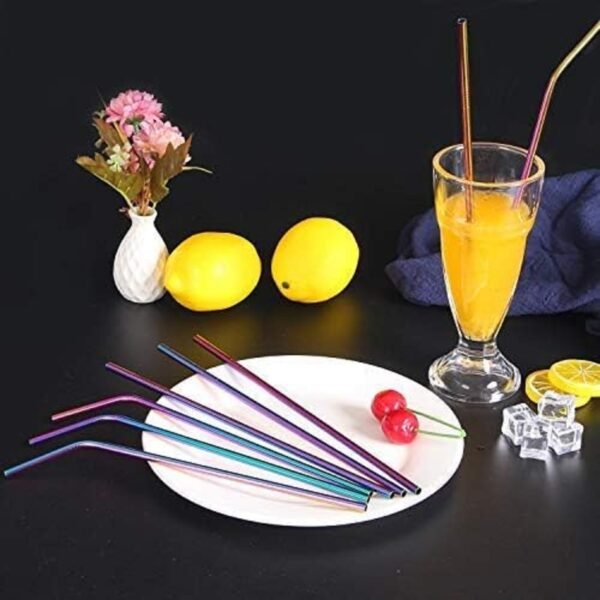 VEHHE Metal Straws Drinking Straws 10.5" Stainless Steel Straws Reusable 8 Set - Ultra Long Rainbow Color-Cleaning Brush for 20/30 Oz for Yeti - Image 7