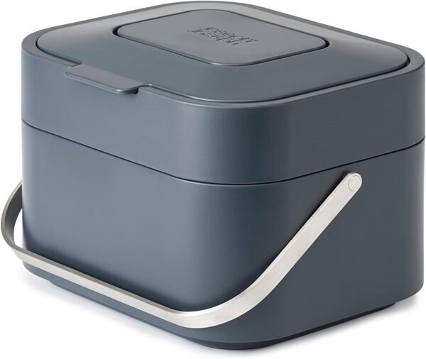 Joseph Joseph Intelligent Waste Compost Bin Food Waste Caddy with Odor Filter and Ventilation, 1 gallon / 4 liters, Graphite - Image 2