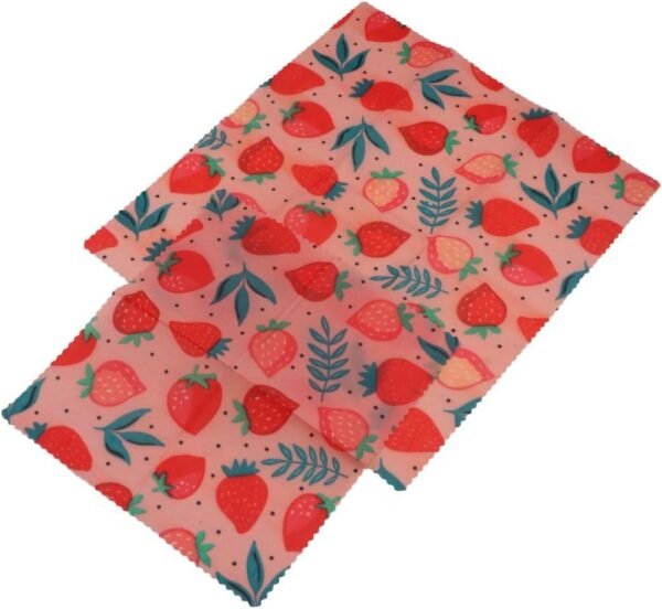 Reusable Beeswax Wrap,Beeswax Food Wraps,Cotton Food Wraps 3 Pack S/M/L Strawberry Patterns Beeswax Wrap,Zero Waste, Plastic-Free Food Storage - Image 4