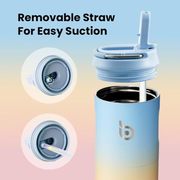 BOTTLE BOTTLE Insulated Water Bottle 24oz with Straw Lid and Handle for Sports Travel Gym Stainless Steel Water Bottles Double-Wall Vacuum Metal Thermos Bottles Leak Proof BPA-Free - Image 4