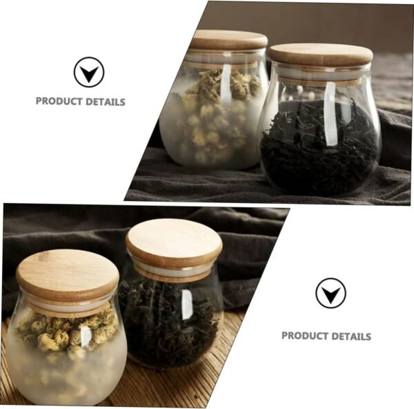1pc Glass Tea Tea Coffee Sugar Canisters Spice Jars Overnight Oats Jar Pantry Storage Containers Food Storage Containers Glad Clear Container Cup Air Rice Dispenser Lid White - Image 7