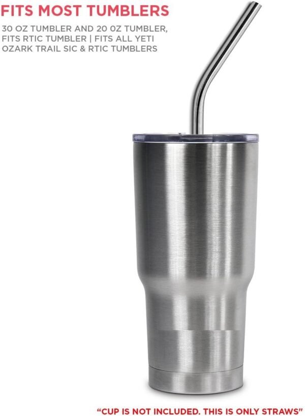 Extra Long Stainless Steel Drinking Straws Set of 4, metal Straws reusable for 30 oz Tumbler and 20 0z Tumbler, | Fits all Yeti SIC Simple Modern Tumblers, Cleaning Brush Included. - Image 5