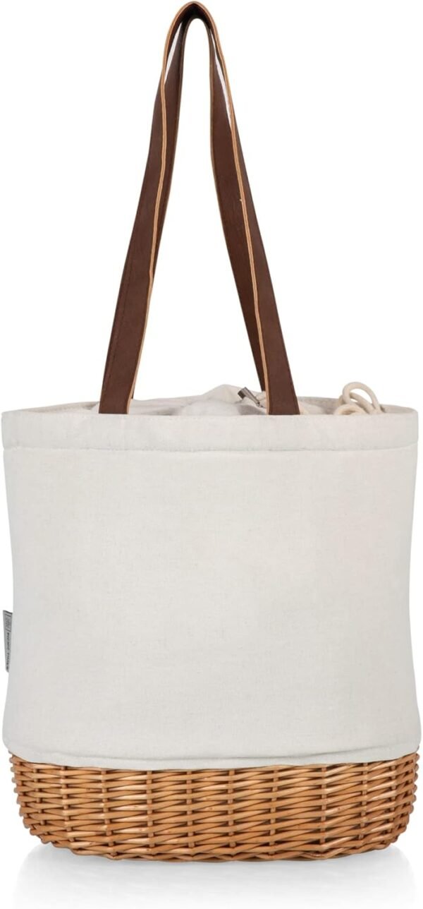 PICNIC TIME 200-00-187-000-0, Natural Pico Willow & Canvas Insulated Lunch Bag, One Size