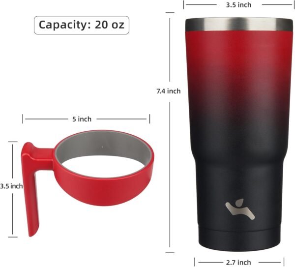 20 oz Tumbler with Handle and 2 Straw 2 Lid, Insulated Water Bottle Stainless Steel Vacuum Cup Reusable Travel Mug,Mystic Moon - Image 4