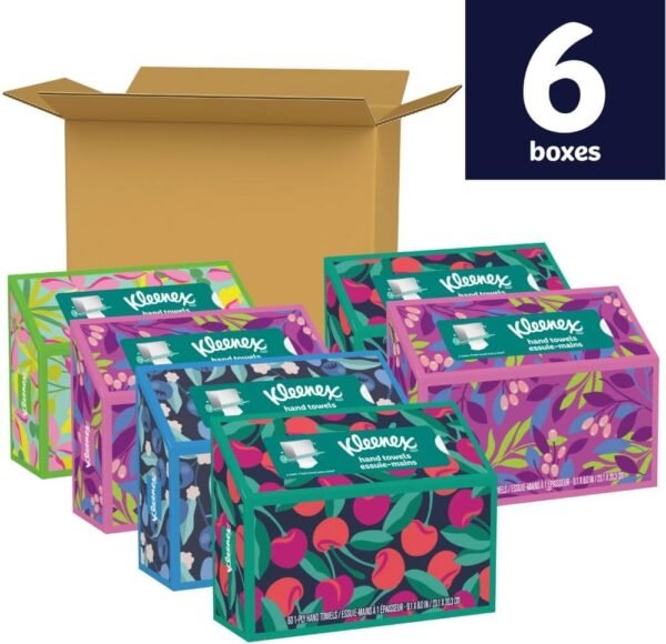 Kleenex Disposable Paper Hand Towels, 6 Boxes, 60 Tissues per Box (360 Total Tissues), Packaging May Vary - Image 2
