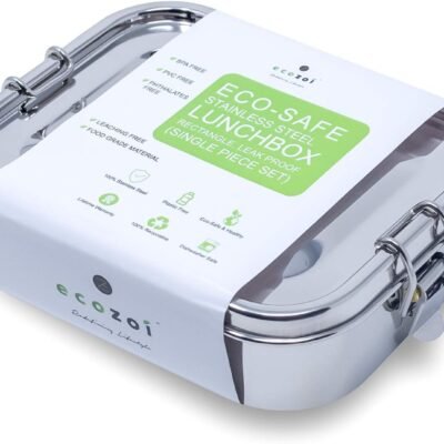 Stainless Steel Lunch Box, Leak Proof 1 Tier Eco Metal Bento Box | Bonus Pod And Redesigned Silicone Seal | Sustainable Zero Waste Eco Friendly Food Storage Container