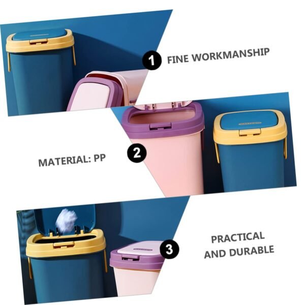 Garbage Can Trashcan Recycling Bin Washing Basket Compost Kitchen Bin Car Bin Swing Lid Trash Can Press Type Garbage Bin Garbage Bin with Lid Efficient Sealing Waste Basket Blue Pp - Image 7