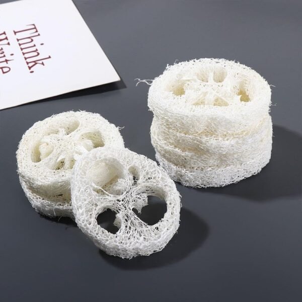 10pcs Natural Loofah Luffa Loofa Slices Handmade Reusable Natural Loofah Cuts for Cleaner Sponge Scrubber, Sponge Soap Dishes for Bar Soap Facial Soap Holder, 1.96in-2.75in - Image 5