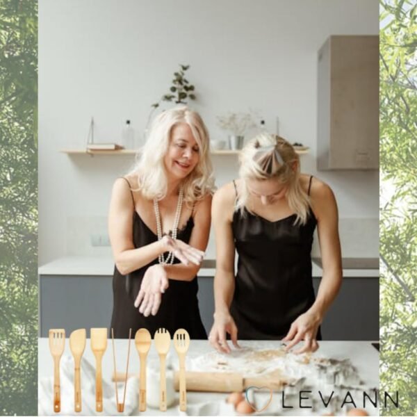 LEVANN 7-Piece Natural Bamboo Cooking Utensil Set - Image 4