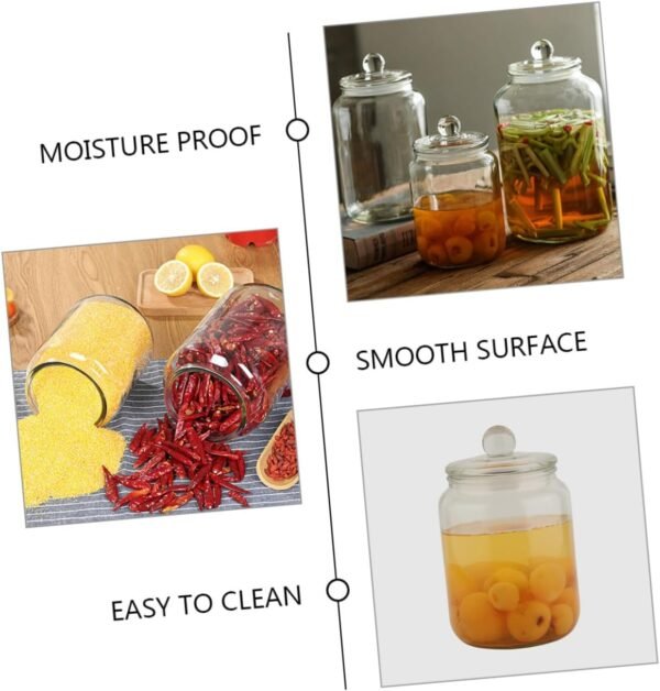 Zerodeko 2sets Glass Jar Jars Sugar Food Storage Containers with Lids Biscuit Canisters Airtight Coffee Container Measuring Cups Bottle Airtight Container Pickle Flip Jar Condiment 2pcs*2 - Image 9