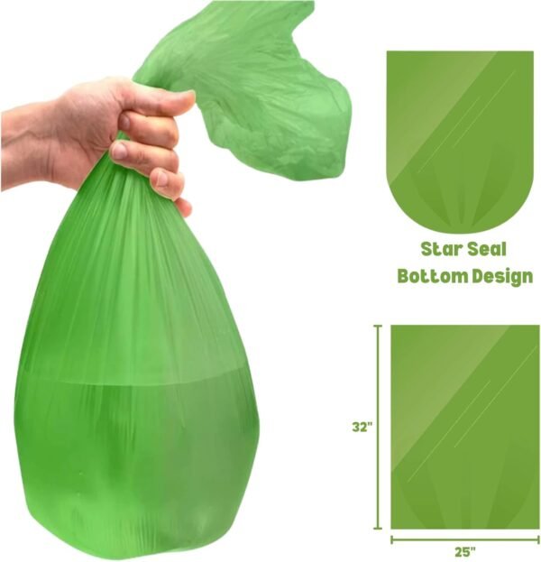 Tall Kitchen Biodegradable Trash Bags 13 Gallon (120 Bags) Eco-friendly Medium Green Garbage Bag 55 Liter Landfill-Friendly Can Liners Portable Camping Toilet Bags Made With epi (120 count) - Image 2