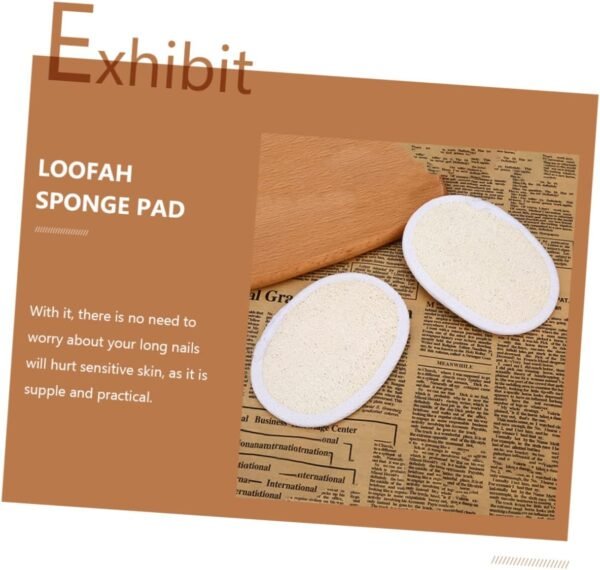 CANIGHT 4 Pcs Bath Towel Natural Loofah Pads Bath Loofahs Sponge Natural Loofah Sponge Loofah Body Scrubbers Face Scrubbers Loofah Dish Sponge Natural Sponge Loofah Sponge Pads Beige - Image 2