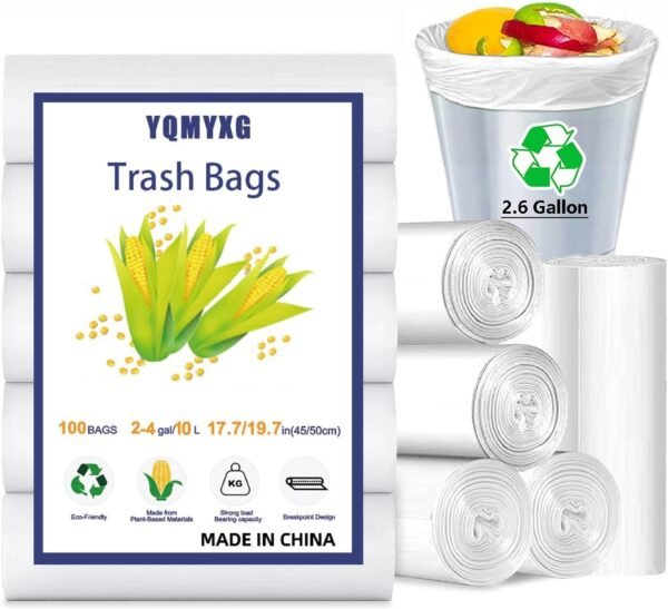 120 Counts Small Trash Bags, 1.2 Gallon Small Garbage Bags with Tear & Leak Resistant 5 Liter Mini Compostable Strong Bathroom Trash Bags, Recycling Eco-Friendly Trash Can Liner (white)