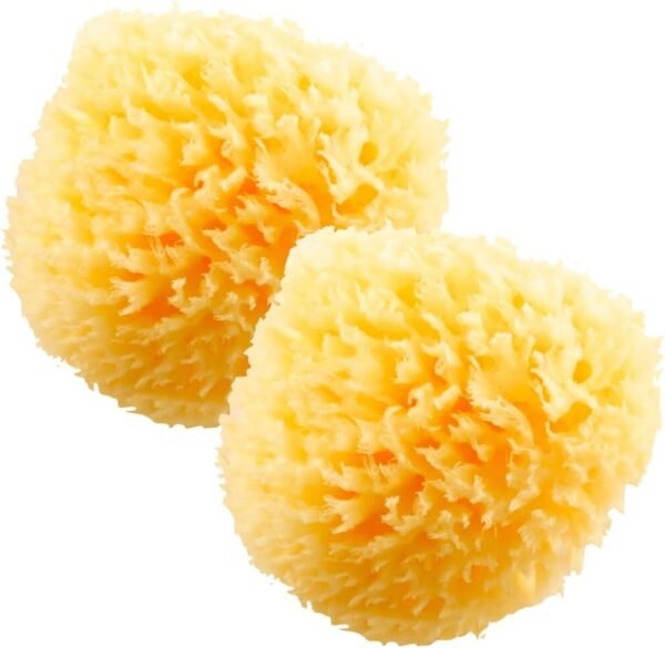 Natural Bath Sponge 4in Ultra Soft Premium Sea Wool Sponge Soft on Tender Skin, Biodegradable, 2pk
