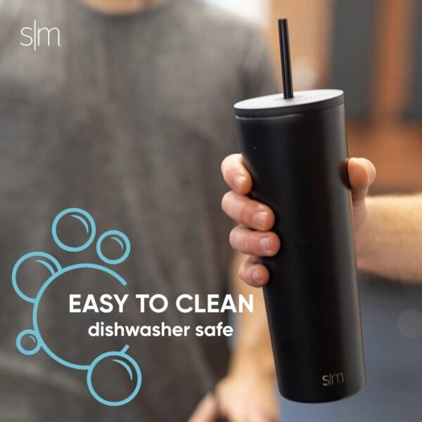 Simple Modern Insulated Tumbler with Lid and Straw | Iced Coffee Cup Reusable Stainless Steel Water Bottle Travel Mug | Gifts for Women Men Her Him | Classic Collection | 28oz | Blue Dune - Image 6