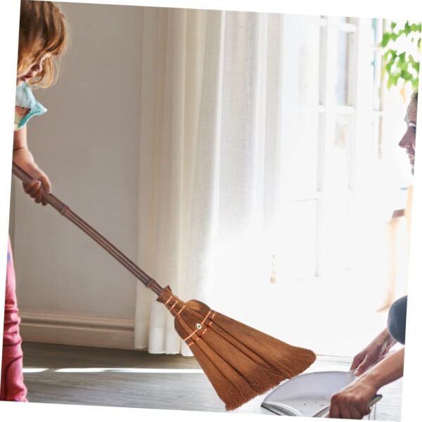 2 Pcs Children's Broom Asian Cleaning Gadgets Natural Whisk Sweeping Floor Cleaning Multi Cleaner Tool Tall Dustpan Brush Natural Broom Mini Whisk Natural Palms Broom Brown Silk - Image 7