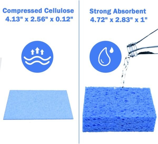 YoleShy 48 Pack Sponges Kitchen Natural Compressed Cellulose Sponges Durable Dish Sponge for Cleaning & DIY for Kids Reusable - Image 2