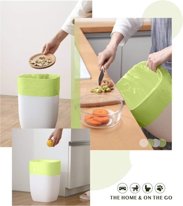 Compostable Trash Bags - FORID 13 Gallon Tall Kitchen Garbage Bags 80 Count Unscented Trash Can Liners 55 Liter Medium Wastebasket Bags for Bathroom Home Bedroom Office Garbage Can (5Rolls/Green) - Image 2