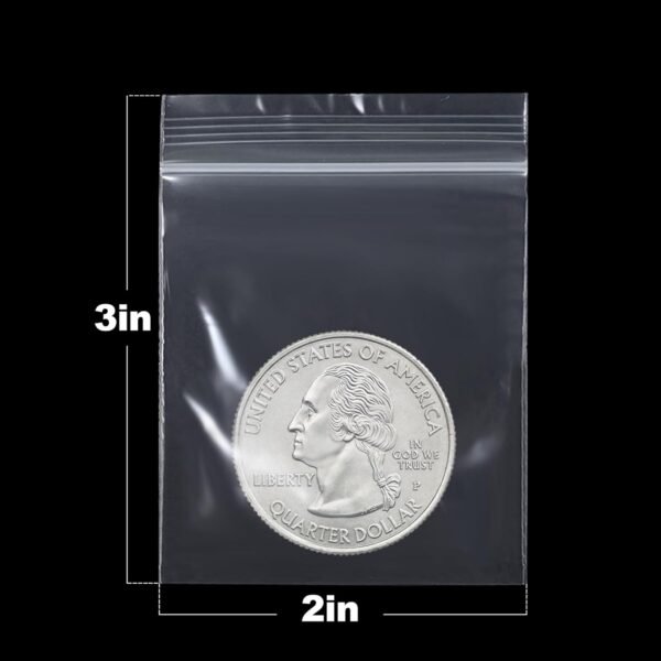 Jewelry Bags Small Zipper Seal Bags Plastic Poly Candy mini Bags,200Pcs 2"X3" Reusable Clear Bags For Small Business Storage Packaging Top Lock Bags - Image 2