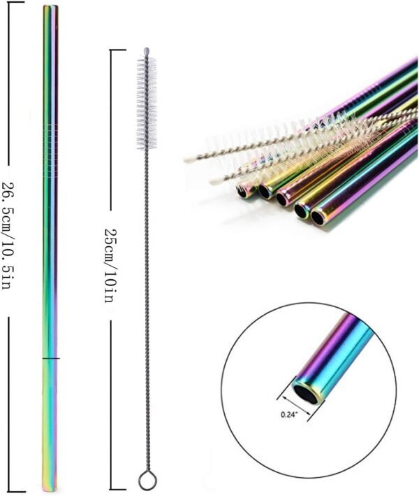 Stainless Steel Straws Iridescence Colors, Fits 30 oz Tumbler, Extra Long Reusable Ecofriendly (30oz, Straight) - Image 2