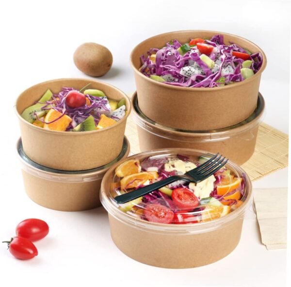 50pcs Meal Prep Containers Salad Containers Paper Snack Cups Lunch Boxes Paper Cups with Lids Paper Food Containers with Lids Hot Cold Food Bowls Paper Soup Bowls Packing Boxes - Image 4