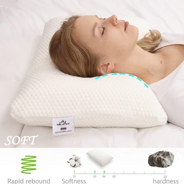 Talalay 100% Natural Premium Latex Pillow, Helps Relieve Pressure, No Memory Foam Chemicals, Perfect Package Best Gift with Removable Tencel Cover - Image 4