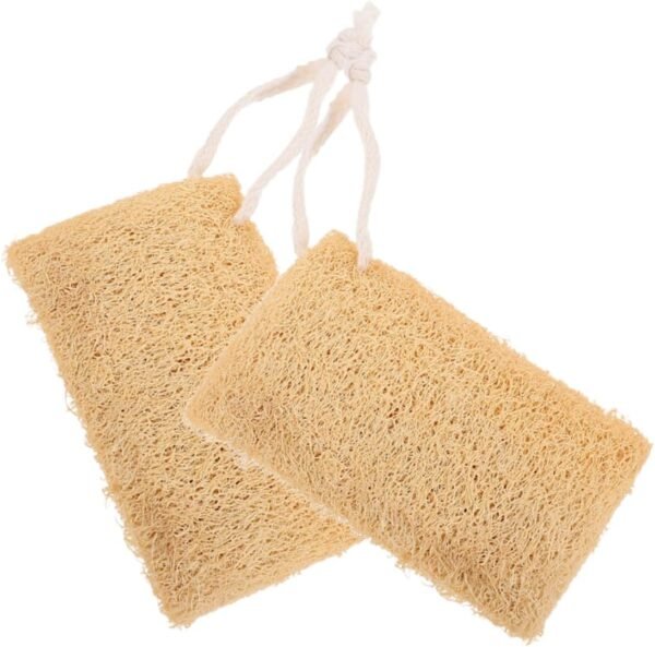 SECFOU 2pcs Natural Loofah Sponge for Dishes Dish Cleaning Loofah Brush Kitchenware Scrubber Dishwashing Sponge