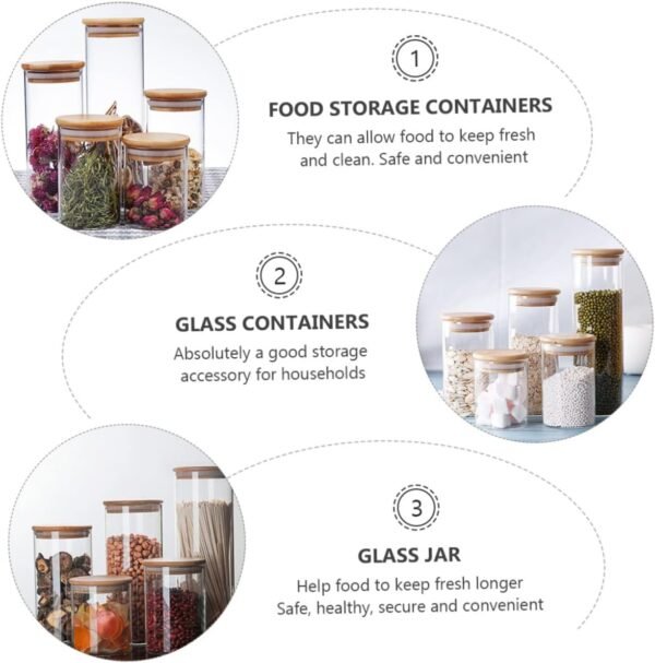 Ciieeo 2pcs Sealed Jar Mason Jar Food Jar Kitchen Canisters Sealed Food Canisters Coffee Bean Storage Jar Candy Containers Clear Containers Cookie Containers with Lids Tea Tins Can Glass - Image 3