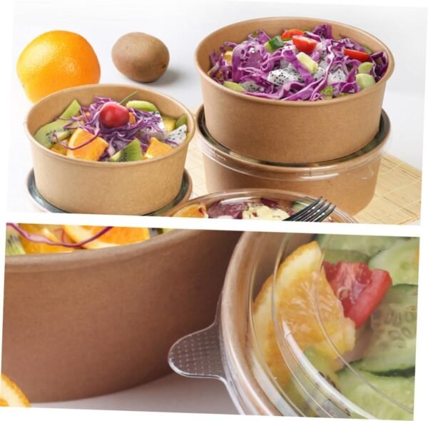 50pcs Meal Prep Containers Salad Containers Paper Snack Cups Lunch Boxes Paper Cups with Lids Paper Food Containers with Lids Hot Cold Food Bowls Paper Soup Bowls Packing Boxes - Image 6