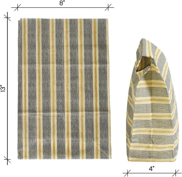 Less. Reusable Beeswax Lunch Bags, Size L (bread and produce) Zero Waste Cotton Lunch Wrap, Plastic Free Alternative Storage Bag - Image 2