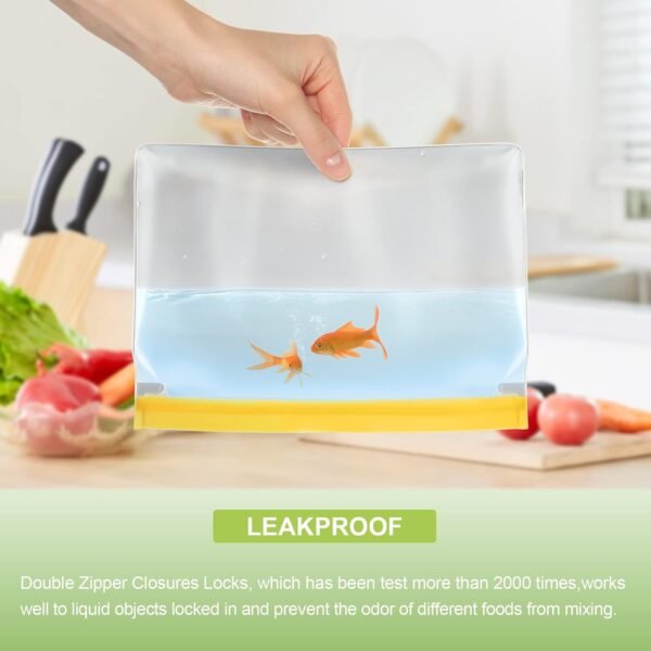 Reusable Food Storage Bags Stand Up, 24 Pack Reusable Freezer Lunch Bags, BPA-Free Reusable Gallon Bags, Leakproof Reusable Sandwich Bags Silicone (24Pack-8Large Bags+8Sandwich Bags+8Snack Bags) - Image 5