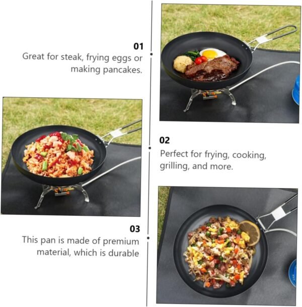 9 Frying Pan Outdoor Cooking Stove Mini Wok Induction Pans Omelette Fry Pan Frypan Egg Cooker Pan Saucepan Broiler Pan for Oven Stove Grill Pan Outdoor Cookware Non Food Black Iron - Image 5