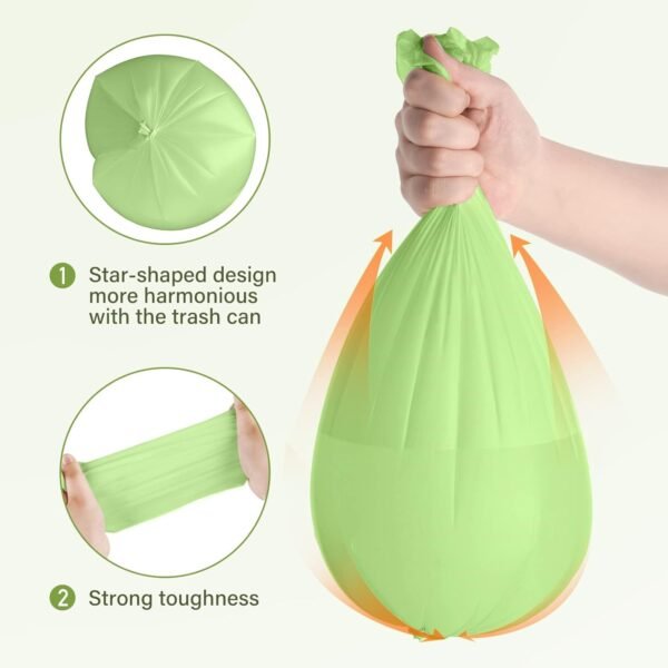 5 Gallon Trash Bags Compostable 100% Compost Small Garbage Bag Extra Thick 0.78 Mil for Kitchen Bathroom BPI Certified 45 Counts, Green - Image 3