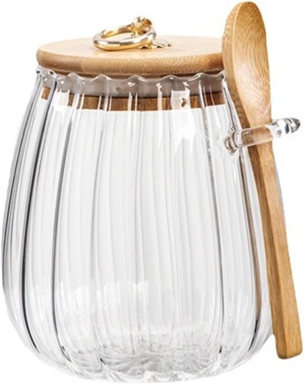Sugar Container Sugar Bowl with Bamboo Lid and Spoon 24 OZ Glass Coffee Canister for Coffee Bar,Storage Jars with Metal Handle,Candy Jar,Kitchen Decor, Christmas,Housewarming Gift