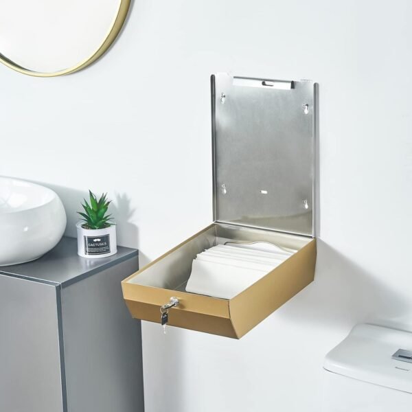 Paper Towel Dispenser Wall Mount Commercial c-fold/Multi-fold/Tri-fold, Touchless Hand Towel Dispenser with Lock(Gold) - Image 3