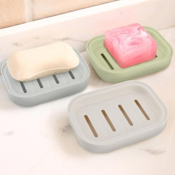 3 PCS Soap Dishes Double-Layer Bar Soap Holder for Shower Plastic Slotted Soap Box Easy to Clean Soap Tray with Drain Suitable for Bathroom, Kitchen, Travel - Image 5