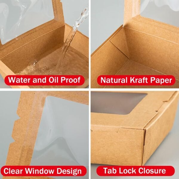 50 Pack Take Out Food Containers with Window, 40 Oz Disposable Brown Paper Food To Go Box Kraft Lunch Meal Food Boxes for Restaurant, Catering, Party, Concession Stand, Picnic - Image 3
