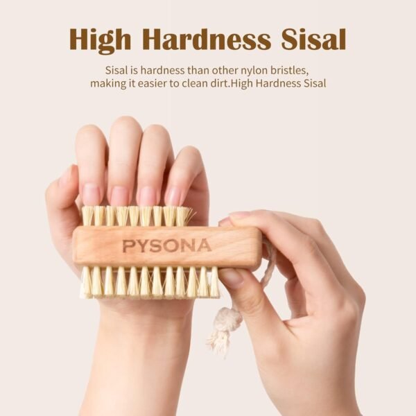 Nail Scrubber Brush, 2 Pack Nail Brush for Cleaning Fingernails, Natural Wooden Fingernail Cleaning Brushes Two-sided Finger Toe Nail Brush Cleaner with Hanging Rope - Image 4