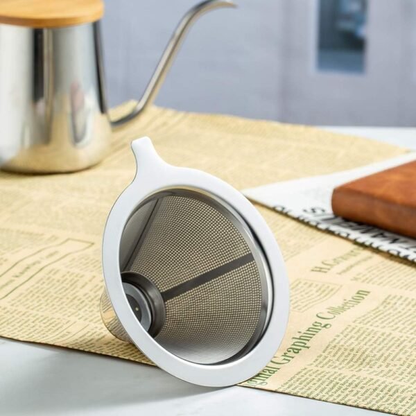 Upgraded Pour Over Coffee Filter, Coffee Dripper, Paperless Mess Stainless Steel Coffee Filter, Maker One to Two Cup Coffee, Keeping Nature Coffee Flavour, Easy to Use and Clean (1-2Cups) - Image 3