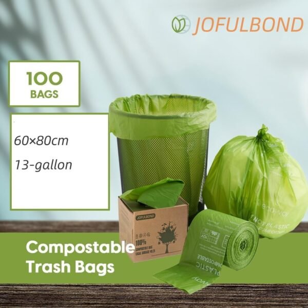 Biodegradable,Recyclable,Compostable Trash Bags,13 Gallon,100 Count,Used For Kitchen yard,Heavy Duty Unscented,1.2 Mils,60 Liter,Tall Kitchen Food Scrap Waste Bags,Strong Thicken Rubbish Waste Strong - Image 4