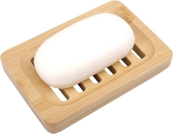 Anwenk Bamboo Wooden Soap Dish, Bar Soap Holder Soap Tray for Shower Bathroom Kitchen Sink Drainer - 2 Pack (Natural Color) - Image 5
